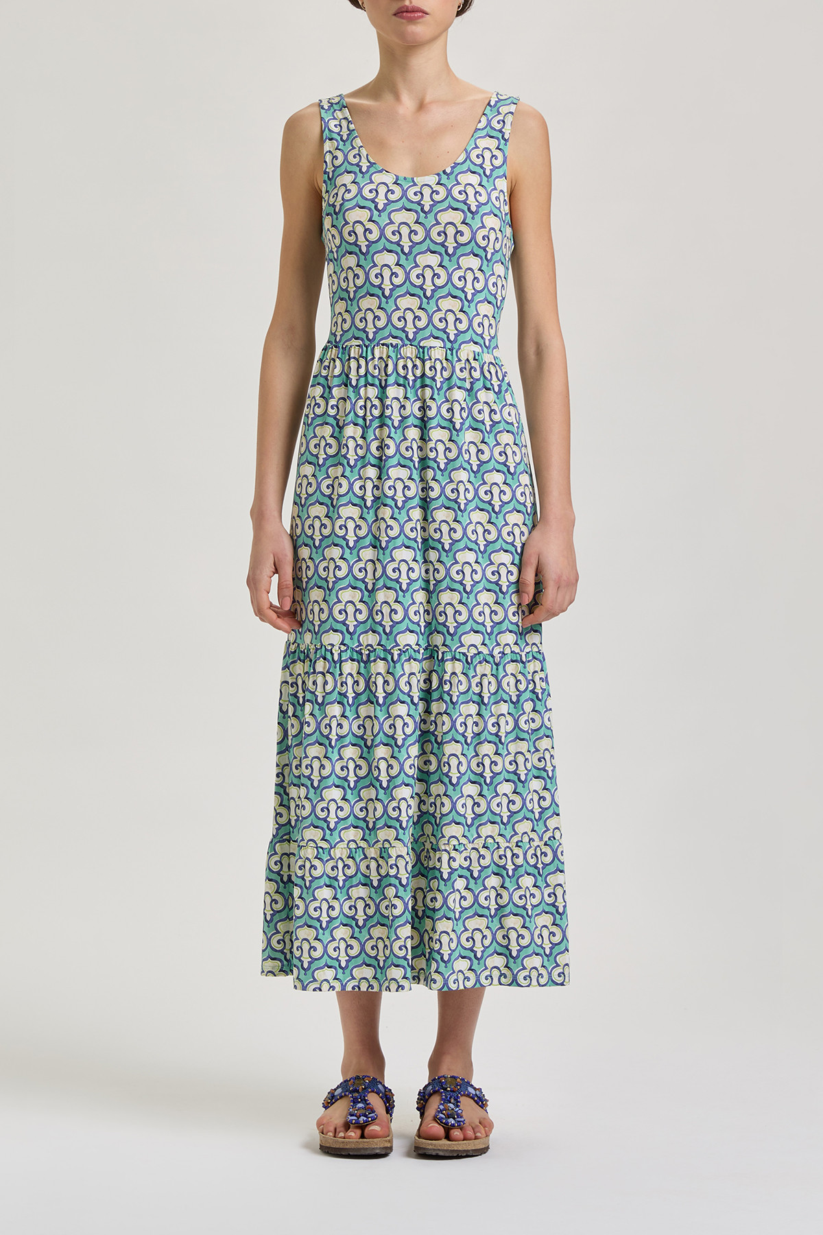 JERSEY OCEAN CHORD DRESS Blue|Acid|Mint Malìparmi | Shop online