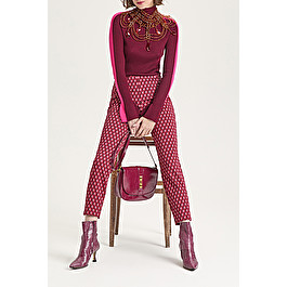 MIND ROMBUS JACQUARD TROUSERS Fuchsia|Bordeaux