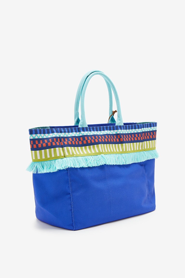 LABYRINTHUM CANVAS SHOPPING BAG Blue|Multicolour Malìparmi | Shop online