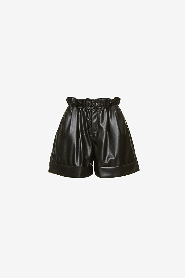 Black leather look outlet shorts