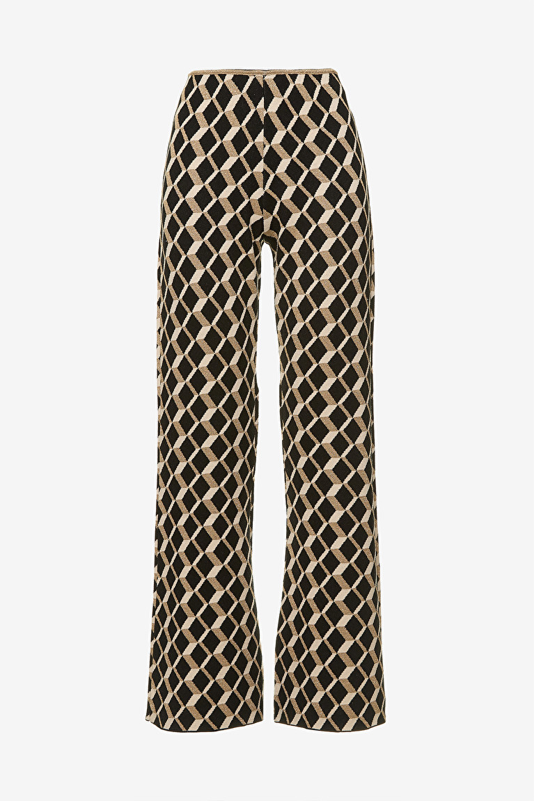 PURITY FLOWER JACQUARD TROUSERS Black|Beige Malìparmi | Shop