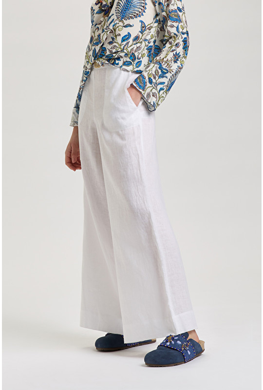 LINEN EMBROIDERED TROUSERS