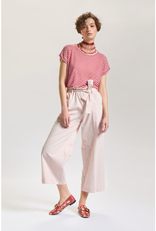 STRIPES ON COTTON TROUSERS